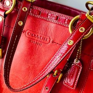 Vintage Red Coach leather tote